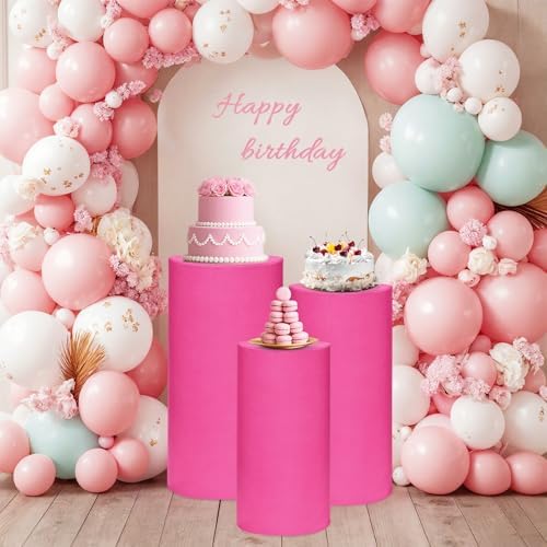 Cylinder Pedestal Stand Covers Set of 3 Spandex Display Pedestal Covers Round Plinth Pillar Cover for Birthday, alternate
