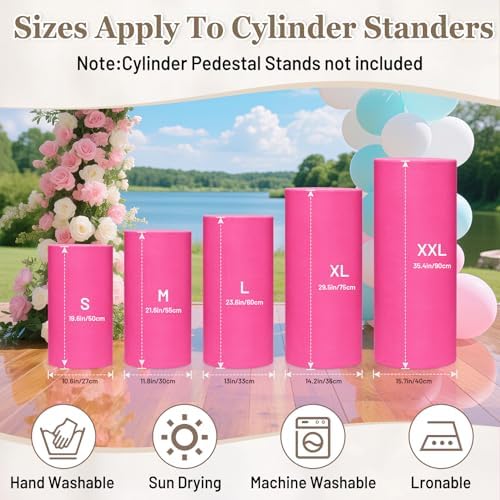 Cylinder Pedestal Stand Covers Set of 3 Spandex Display Pedestal Covers Round Plinth Pillar Cover for Birthday, alternate