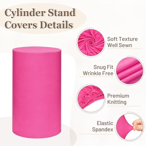 Cylinder Pedestal Stand Covers Set of 3 Spandex Display Pedestal Covers Round Plinth Pillar Cover for Birthday, alternate