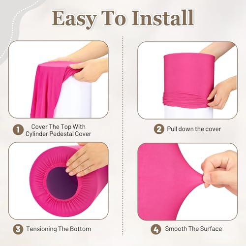 Cylinder Pedestal Stand Covers Set of 3 Spandex Display Pedestal Covers Round Plinth Pillar Cover for Birthday, alternate