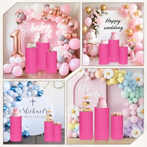 Cylinder Pedestal Stand Covers Set of 3 Spandex Display Pedestal Covers Round Plinth Pillar Cover for Birthday, alternate