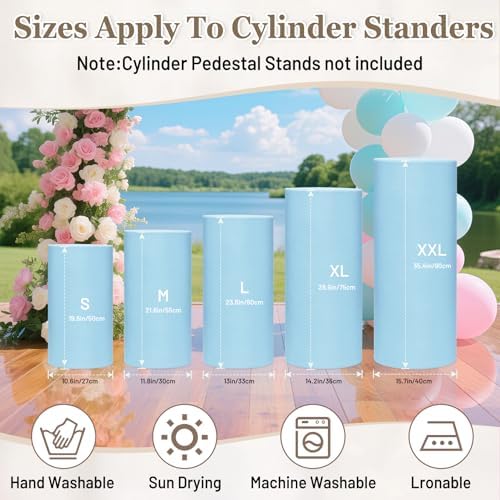 Cylinder Pedestal Stand Covers Set of 3 Spandex Display Pedestal Covers Round Plinth Pillar Cover for Birthday, alternate