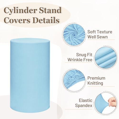 Cylinder Pedestal Stand Covers Set of 3 Spandex Display Pedestal Covers Round Plinth Pillar Cover for Birthday, alternate