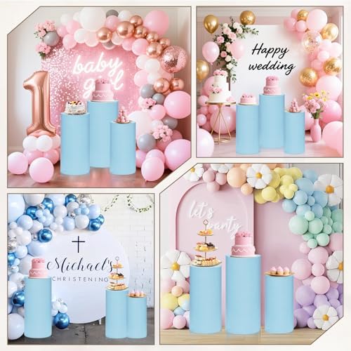 Cylinder Pedestal Stand Covers Set of 3 Spandex Display Pedestal Covers Round Plinth Pillar Cover for Birthday, alternate