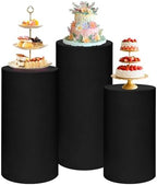 Cylinder Pedestal Stand Covers Set of 3 Spandex Display Pedestal Covers Round Plinth Pillar Cover for Birthday