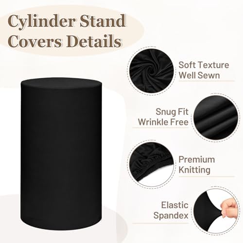 Cylinder Pedestal Stand Covers Set of 3 Spandex Display Pedestal Covers Round Plinth Pillar Cover for Birthday, alternate