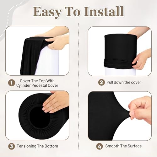 Cylinder Pedestal Stand Covers Set of 3 Spandex Display Pedestal Covers Round Plinth Pillar Cover for Birthday, alternate