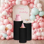 Cylinder Pedestal Stand Covers Set of 3 Spandex Display Pedestal Covers Round Plinth Pillar Cover for Birthday, alternate