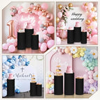 Cylinder Pedestal Stand Covers Set of 3 Spandex Display Pedestal Covers Round Plinth Pillar Cover for Birthday, alternate