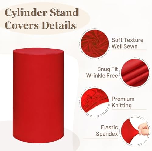 Cylinder Pedestal Stand Covers Set of 3 Spandex Display Pedestal Covers Round Plinth Pillar Cover for Birthday, alternate