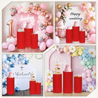 Cylinder Pedestal Stand Covers Set of 3 Spandex Display Pedestal Covers Round Plinth Pillar Cover for Birthday, alternate