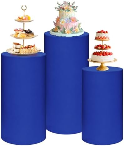 Cylinder Pedestal Stand Covers Set of 3 Spandex Display Pedestal Covers Round Plinth Pillar Cover for Birthday