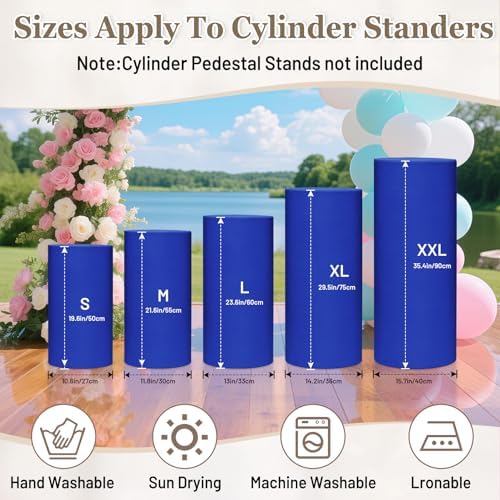 Cylinder Pedestal Stand Covers Set of 3 Spandex Display Pedestal Covers Round Plinth Pillar Cover for Birthday, alternate
