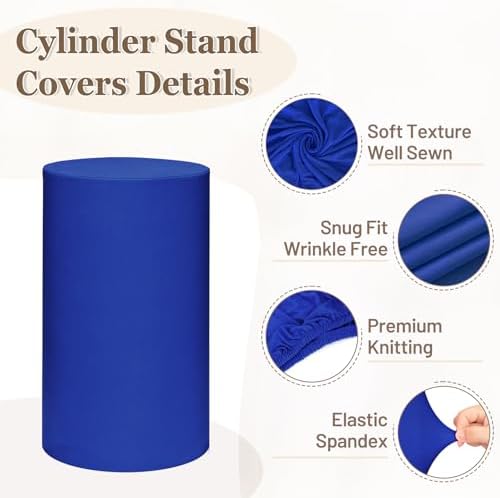 Cylinder Pedestal Stand Covers Set of 3 Spandex Display Pedestal Covers Round Plinth Pillar Cover for Birthday, alternate