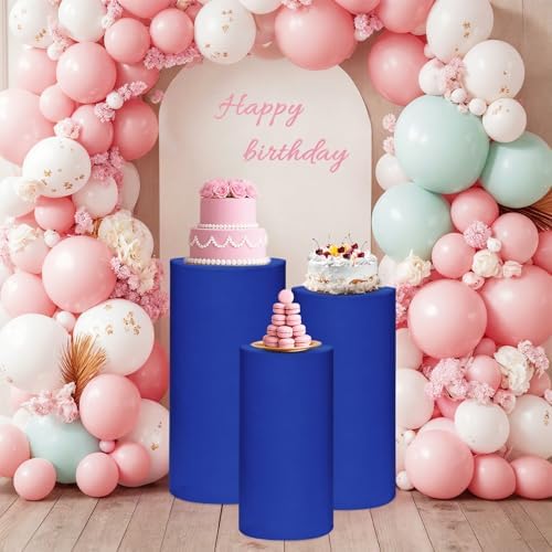 Cylinder Pedestal Stand Covers Set of 3 Spandex Display Pedestal Covers Round Plinth Pillar Cover for Birthday, alternate