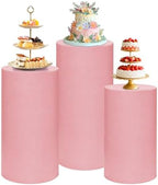 Cylinder Pedestal Stand Covers Set of 3 Spandex Display Pedestal Covers Round Plinth Pillar Cover for Birthday