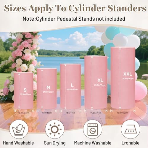 Cylinder Pedestal Stand Covers Set of 3 Spandex Display Pedestal Covers Round Plinth Pillar Cover for Birthday, alternate
