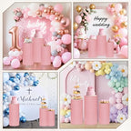 Cylinder Pedestal Stand Covers Set of 3 Spandex Display Pedestal Covers Round Plinth Pillar Cover for Birthday, alternate