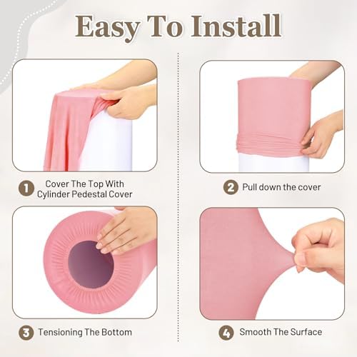 Cylinder Pedestal Stand Covers Set of 5 Spandex Display Pedestal Covers Round Plinth Pillar Cover for Birthday, alternate