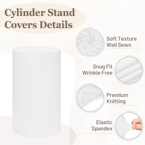 Cylinder Pedestal Stand Covers Set of 5 Spandex Display Pedestal Covers Round Plinth Pillar Cover for Birthday, alternate