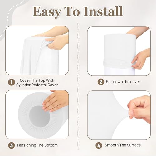 Cylinder Pedestal Stand Covers Set of 5 Spandex Display Pedestal Covers Round Plinth Pillar Cover for Birthday, alternate
