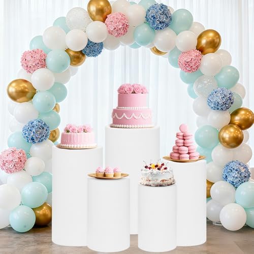 Cylinder Pedestal Stand Covers Set of 5 Spandex Display Pedestal Covers Round Plinth Pillar Cover for Birthday, alternate