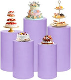Cylinder Pedestal Stand Covers Set of 5 Spandex Display Pedestal Covers Round Plinth Pillar Cover for Birthday