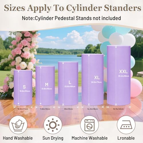 Cylinder Pedestal Stand Covers Set of 5 Spandex Display Pedestal Covers Round Plinth Pillar Cover for Birthday, alternate