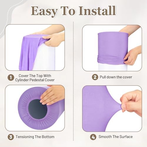 Cylinder Pedestal Stand Covers Set of 5 Spandex Display Pedestal Covers Round Plinth Pillar Cover for Birthday, alternate