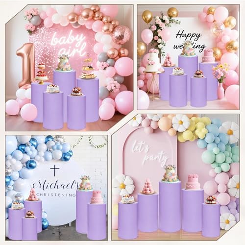 Cylinder Pedestal Stand Covers Set of 5 Spandex Display Pedestal Covers Round Plinth Pillar Cover for Birthday, alternate