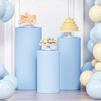 Cylinder Pedestal Stand Covers, Spandex Flexible in 3 Sizes(23in,29in,35in) in Baby Blue
