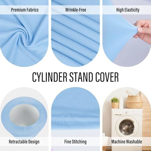 Cylinder Pedestal Stand Covers, Spandex Flexible in 3 Sizes(23in,29in,35in) in Baby Blue, alternate view 4