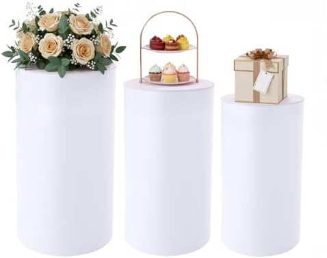 Cylinder Pedestal Stands for Party,3Pcs Pedestal Display Plinth Pillars, Cake Stand for Party, Wedding in 3Pcs