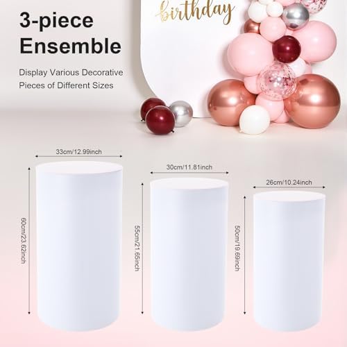 Cylinder Pedestal Stands for Party,3Pcs Pedestal Display Plinth Pillars, Cake Stand for Party, Wedding in 3Pcs, alternate