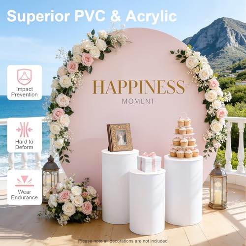 Cylinder Pedestal Stands for Party,3Pcs Pedestal Display Plinth Pillars, Cake Stand for Party, Wedding in 3Pcs, alternate