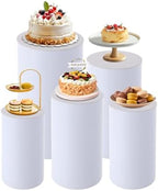 Cylinder Pedestal Stands for Party,5 PCS White Round Pedestal Stands, Cake Stand for Party, Wedding Ceremony in