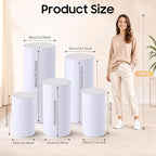 Cylinder Pedestal Stands for Party,5 PCS White Round Pedestal Stands, Cake Stand for Party, Wedding Ceremony in, alternate