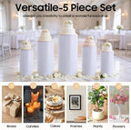 Cylinder Pedestal Stands for Party,5 PCS White Round Pedestal Stands, Cake Stand for Party, Wedding Ceremony in, alternate