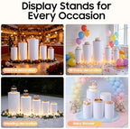 Cylinder Pedestal Stands for Party,5 PCS White Round Pedestal Stands, Cake Stand for Party, Wedding Ceremony in, alternate