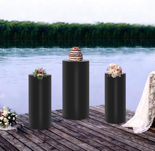 Cylinder Pedestal Stands Metal Display For Wedding Party For Dessert Black Base Cake Table Parties Round Plant, alternate