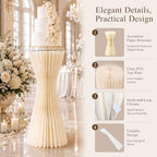 Cylinder Stands for Party 3Pcs Cake Pedestal Stand with Acrylic Discs in Cream White, alternate view 4
