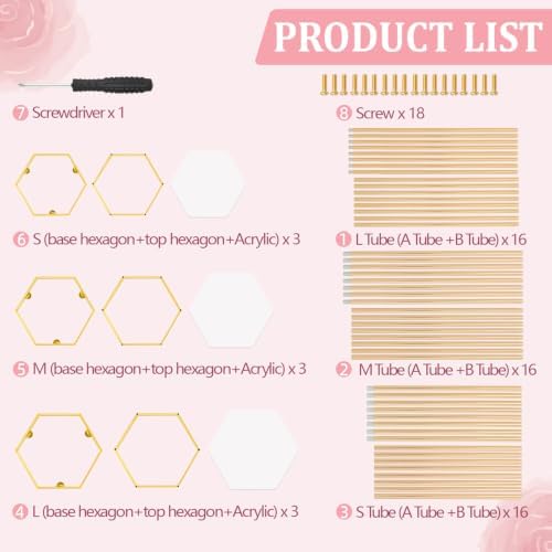 Cylinder Stands for Party, 3Pcs Hexagon Gold Cylinder Pedestal Stand, Cilindros Para Fiestas Cake Table Stand, alternate view