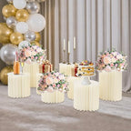 Cylinder Stands for Party 8Pcs Foldable Cardboard Centerpiece Display in White, alternate view 6