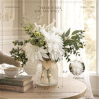 Dahlia Artificial Flowers with Vase, Floral Arrangement for Table, White in Creamywhite, alternate view 2