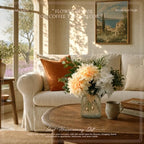 Dahlia Fake Flower with Vase for Dining Table Centerpieces, Champagne&White in Champagne&white, alternate view 4