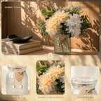 Dahlia Fake Flower with Vase for Dining Table Centerpieces, Champagne&White in Champagne&white, alternate view 6