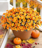 Daisy Artificial Flowers for Outdoors Autumn Fall Decor, 6 Bundles Fake Mums Orange Silk Flowers for Outside