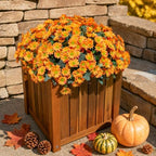 Daisy Artificial Flowers for Outdoors Autumn Fall Decor, 6 Bundles Fake Mums Orange Silk Flowers for Outside, alternate view
