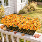 Daisy Artificial Flowers for Outdoors Autumn Fall Decor, 6 Bundles Fake Mums Orange Silk Flowers for Outside, alternate view