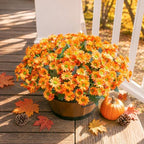Daisy Artificial Flowers for Outdoors Autumn Fall Decor, 6 Bundles Fake Mums Orange Silk Flowers for Outside, alternate view